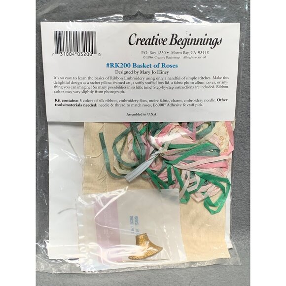 Creative Beginnings Silk Ribbon Embroidery Kit Basket of Roses Level Two - Picture 2 of 5